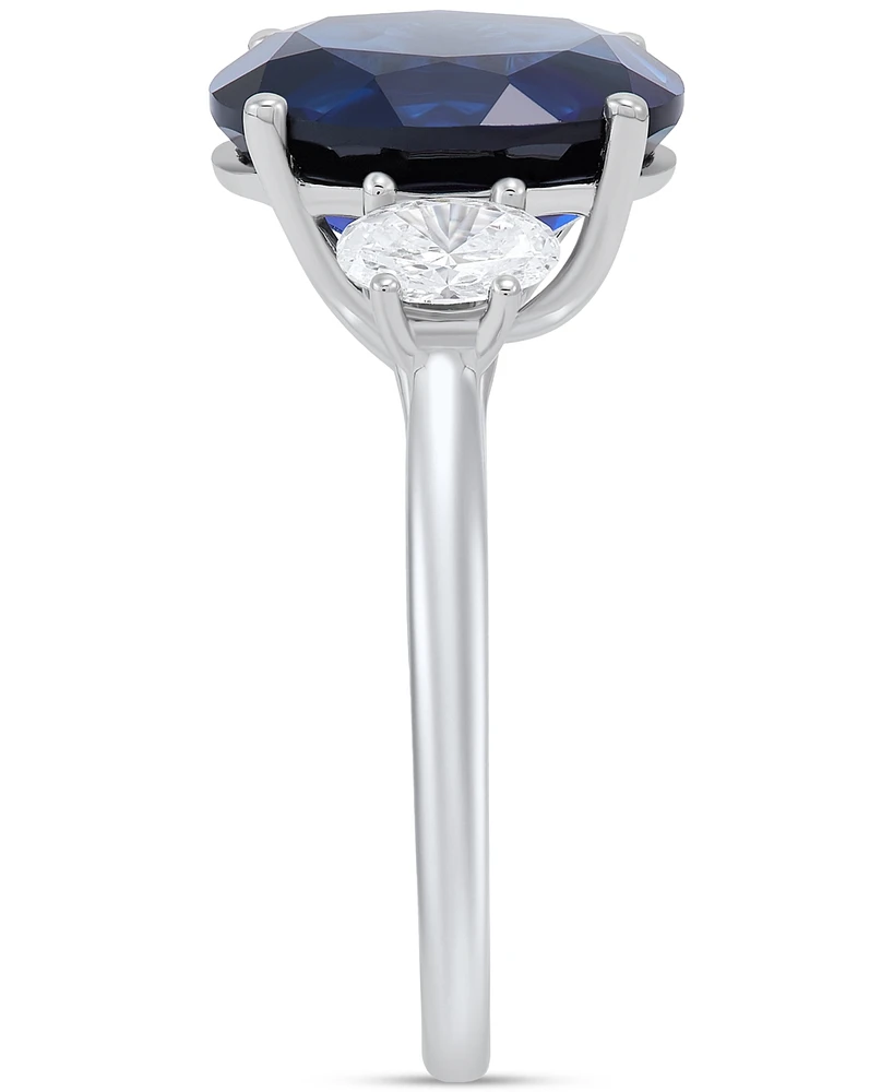 Grown With Love Lab Sapphire (5-5/8 ct. t.w.) & Diamond (3/8 Ring 14k White Gold (Also available Emerald Ruby)