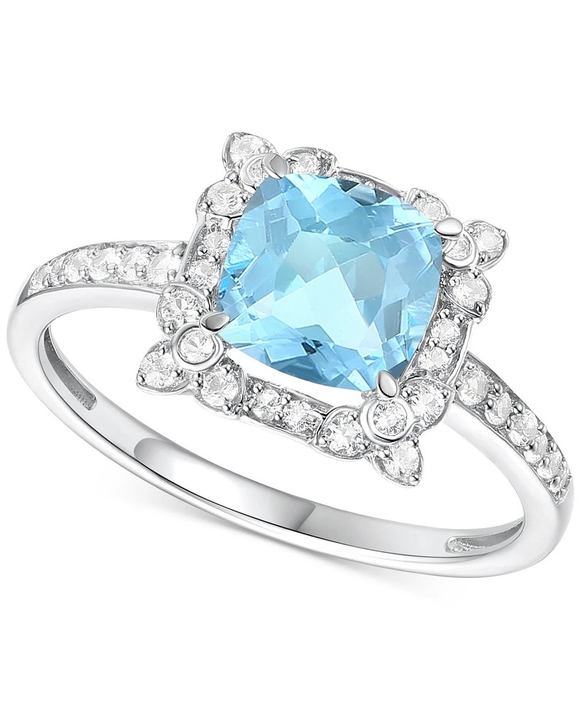 Amethyst (1-1/3 ct. t.w.) & Lab-Grown White Sapphire (1/4 Halo Ring 14k Gold-Plated Sterling Silver (Also Additional Gemstones)