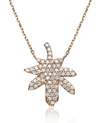 Sterling Silver White Cubic Zirconia Stones Maple Leaf Pendant