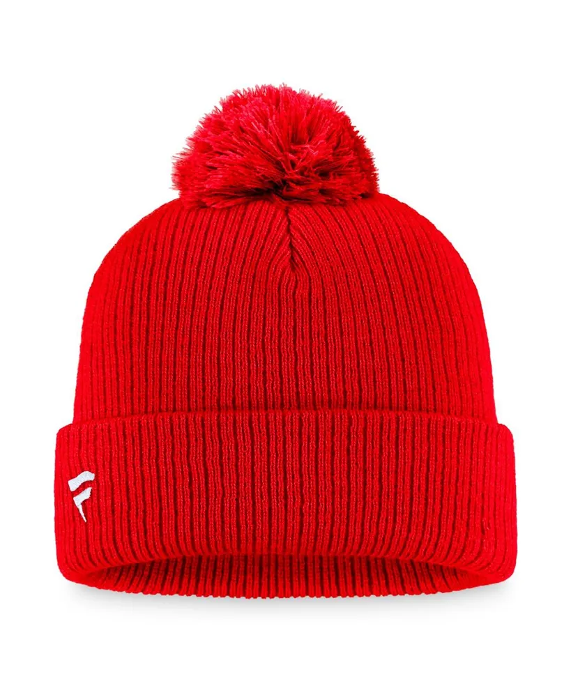 Men's Fanatics Red Washington Capitals Core Primary Logo Cuffed Knit Hat with Pom