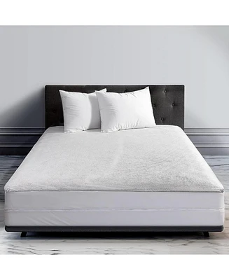 Guardmax Waterproof and Zippered Terry Cotton Mattress Encasement - Queen Size - White