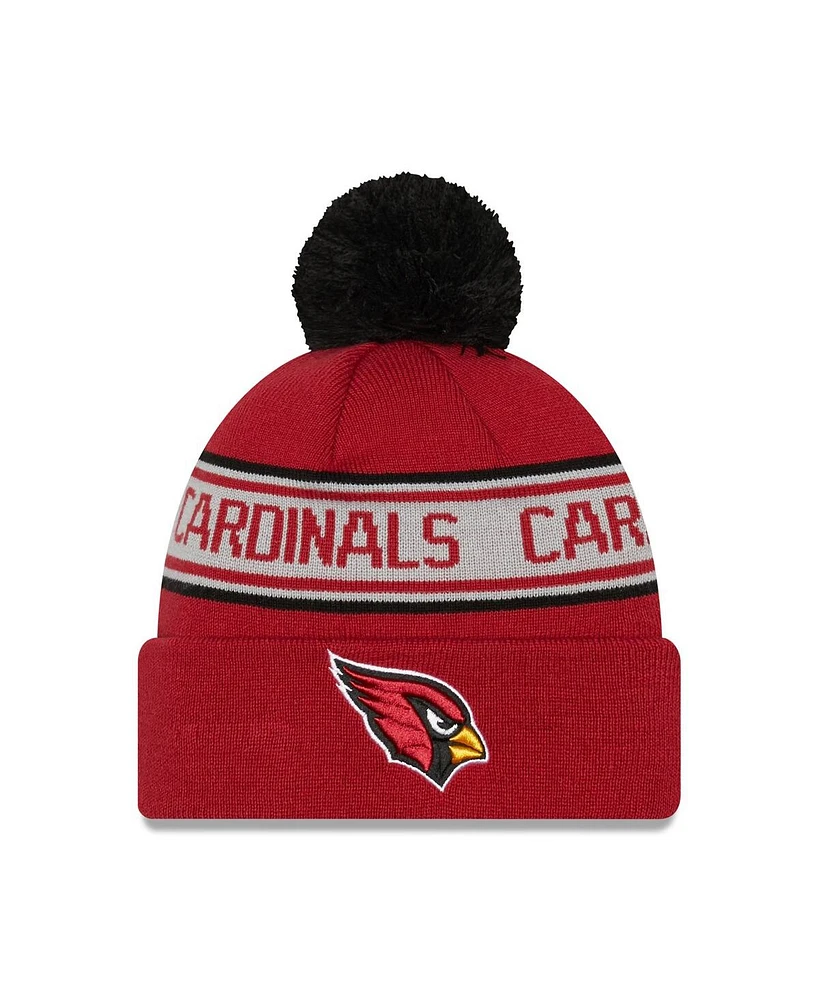 Men's New Era Cardinal Arizona Cardinals Repeat Cuffed Knit Hat with Pom