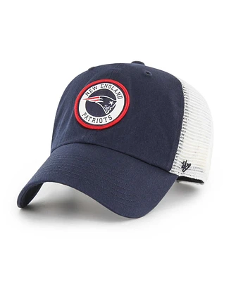 Men's '47 Brand Navy, White New England Patriots Highline Clean Up Trucker Snapback Hat