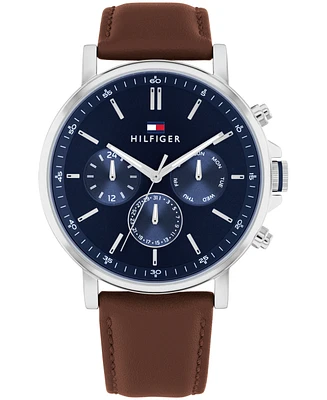 Tommy Hilfiger Men's Multifunction Brown Leather Watch 43mm