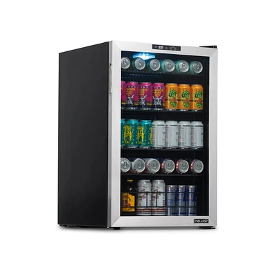 Newair 160 Can Freestanding Beverage Fridge in Stainless Steel with Split Shelf and Precision Digital Thermostat