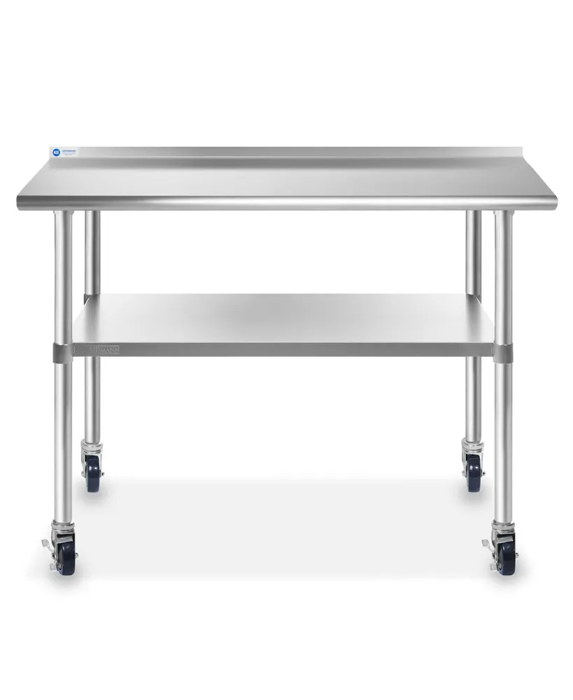 Gridmann x 24 Inch Stainless Steel Table w/ Backsplash & 4 Casters