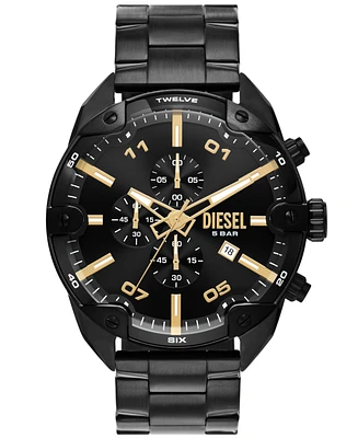Diesel Men's Spiked Chronograph Black Stainless Steel Watch 49mm