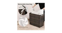 10L 3-Section Laundry Hamper with Liner Bag and Handle-Brown