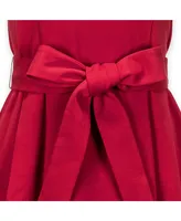 Hope & Henry Women's Sleeveless Ponte Skater Dress with Waist Sash