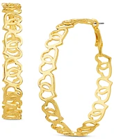 kensie Large Heart Cutout Hoop Earrings, 2.28"