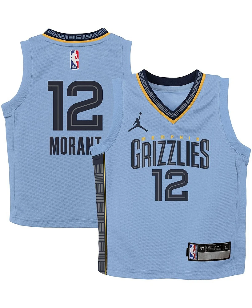 Preschool Boys and Girls Jordan Ja Morant Light Blue Memphis Grizzlies 2022/23 Statement Edition Jersey