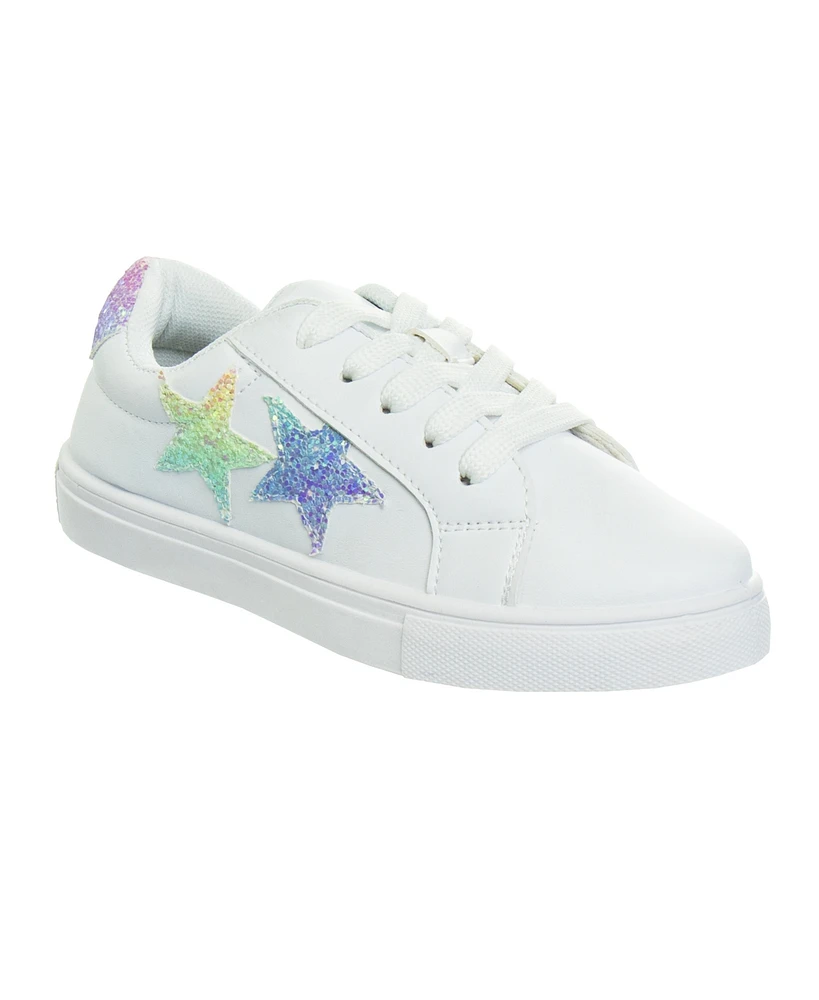 Kensie Girl Little Girls Lace Up Glittery Casual Sneakers