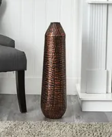 Nearly Natural 26" Tall Embossed Metal Tower Vase