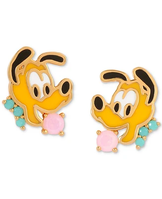 Girls Crew 18k Gold-Plated Color Crystal Pluto Stud Earrings