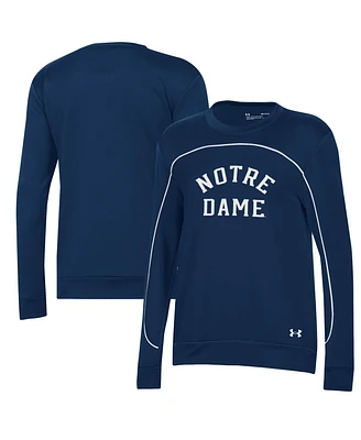 Women's Under Armour Navy Notre Dame Fighting Irish Colorblock Pullover Sweatshirt