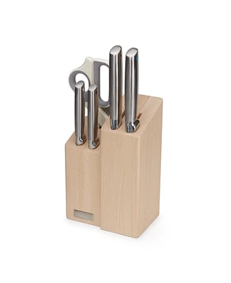Joseph Joseph Elevate Fusion 5-Piece Knife, Cleaver and Scissor Set with Beechwood Block