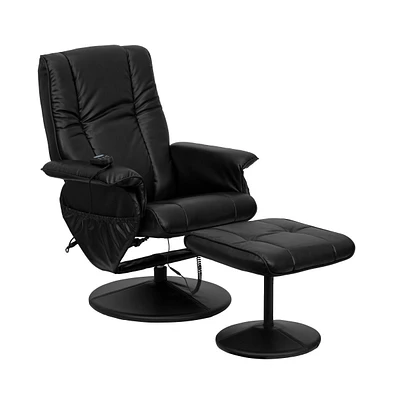 Massaging Multi-Position Recliner And Ottoman With Wrapped Base
