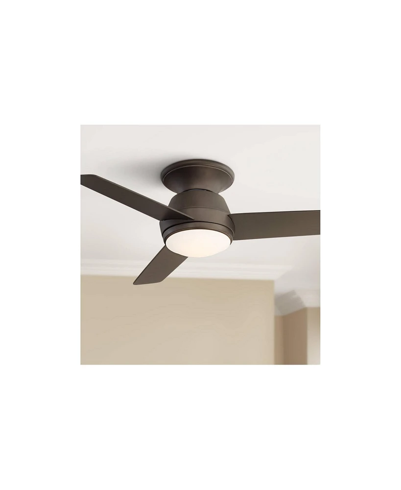 44" Marbella Breeze Modern Indoor Hugger Ceiling Fan with Dimmable Led Light Remote Control Bronze Opal Glass for Living Kitchen House Bedroom Fa
