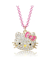 Sanrio Hello Kitty Girls Pave Fashion Jewelry Necklace - 16"+3" Necklace- Officially Licensed Authentic