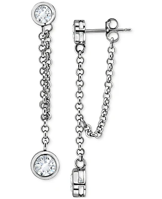 Giani Bernini Cubic Zirconia Chain Bezel Drop Earrings in Sterling Silver, Created for Macy's
