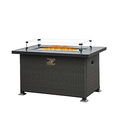 Streamdale Furniture Smokeless Fire Pit Table for Outdoor Patio with Glass Wind Guard