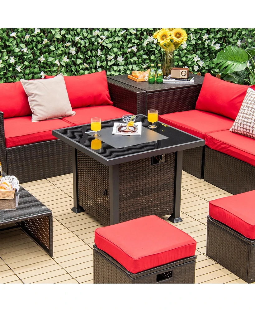 32'' Propane Fire Pit Table 50,000 Btu Square Firepit Heater