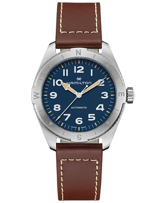 Hamilton Men's Swiss Automatic Khaki Field Expedition Leather Strap Watch 41mm