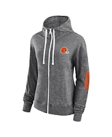 Women's Fanatics Heather Charcoal Cleveland Browns Opening Coin Flip Hoodie Full-Zip Sweatshirt
