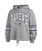 Women's '47 Brand Heather Gray Distressed Baltimore Ravens Upland Bennett Pullover Hoodie