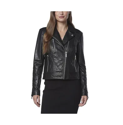 Andrew Marc Black Label Women's Carnegie Moto Leather Jacket