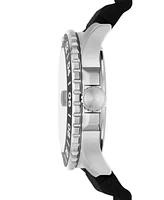 Fossil Men's Blue Gmt Black Silicone Watch 46mm