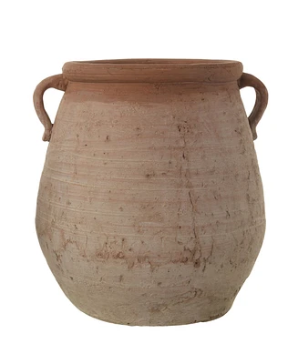 Large Orange Whitewashed Terracotta Urn