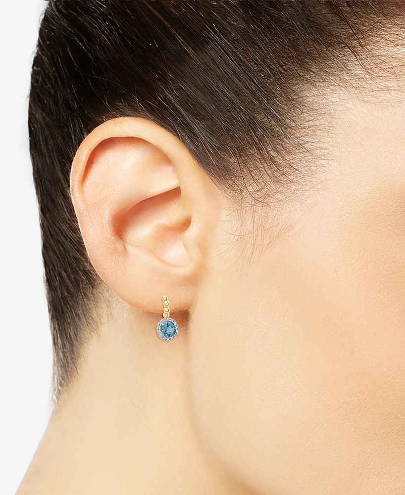 3-Pc. Set Blue Topaz (1-3/4 ct. tw) & Diamond Accent Pendant Necklace, Matching Ring & Drop Earrings in 14k Gold-Plated Sterling Silver
