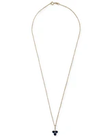 Lab-Grown Blue Sapphire (1-1/10 ct. t.w.) & Diamond (1/20 ct. t.w.) Trillium 18" Pendant Necklace in 14k Gold-Plated Sterling Silver