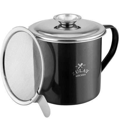 Stainless Steel Bacon Grease Container With Strainer