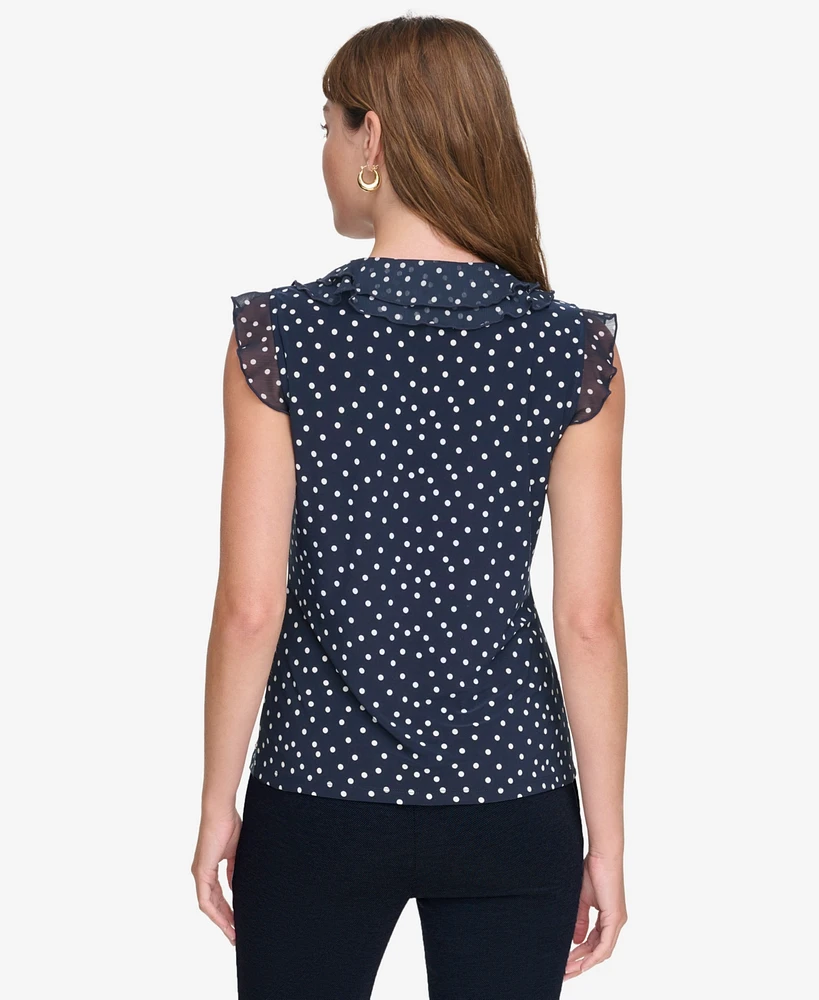 Tommy Hilfiger Women's Printed Ruffled Sleeveless Top