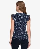 Tommy Hilfiger Women's Printed Ruffled Sleeveless Top