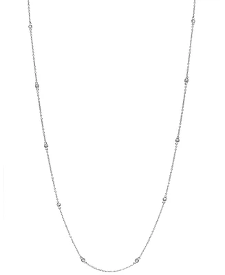 Effy Diamond Bezel Station 18" Collar Necklace (1/6 ct. t.w.) in Sterling Silver