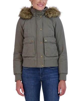 Sebby Juniors' Cotton Faux Fur Trimmed Bomber Jacket