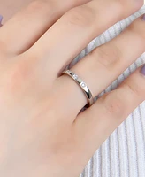Pave Cubic Zirconia Triple Stone Ring in Sterling Silver