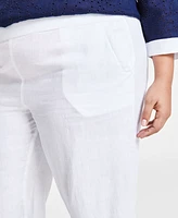 Charter Club Plus 100% Linen Cropped Pants, Exclusively at Macy's