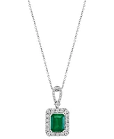 Effy Emerald (2-1/5 ct. t.w.) & Diamond (1/4 ct. t.w.) 18" Pendant Necklace in 14k White Gold (Also Available in 14k Yellow Gold)