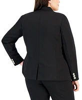 Tahari Asl Plus Ponte Faux-Double-Breasted Blazer