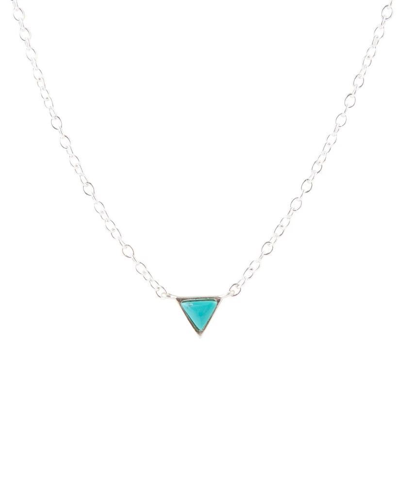 Barse Dainty Genuine Turquoise Triangle Necklace