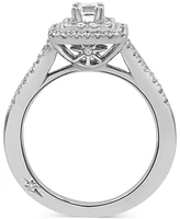 Diamond Emerald-Cut Double Halo Engagement Ring (1 ct. t.w.) in 18k White Gold