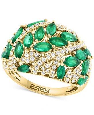 Effy Emerald (2-1/5 ct. t.w.) & Diamond (3/8 ct. t.w.) Cluster Ring in 14k Gold
