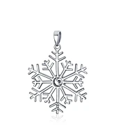 Bling Jewelry Cubic Zirconia Cz Accent Holiday Party Frozen Winter Snowflake Pendant Necklace For Sterling Silver