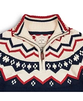 Hope & Henry Men's Half Zip Raglan Fair Isle Sweater