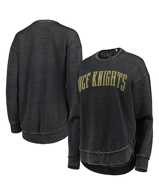 Women's Pressbox Black Distressed Ucf Knights Vintage-Like Wash Pullover Sweatshirt