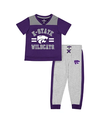 Toddler Boys Colosseum Purple, Heather Gray Kansas State Wildcats Ka-Boot-It Jersey and Pants Set